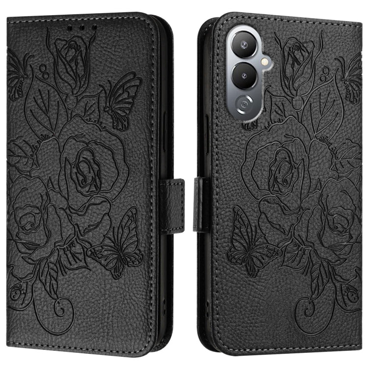 For Tecno Pova 4 Embossed Rose RFID Anti-theft Leather Phone Case