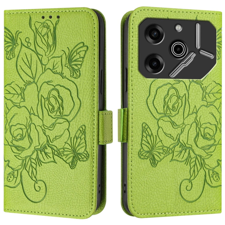 For Tecno Pova 6 5G / 6 Pro Embossed Rose RFID Anti-theft Leather Phone Case