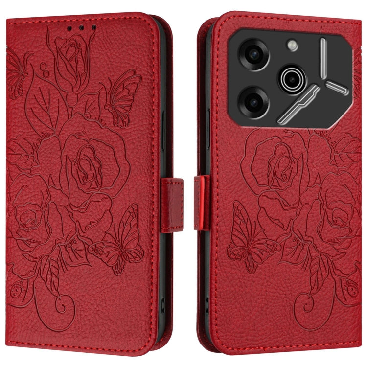 For Tecno Pova 6 5G / 6 Pro Embossed Rose RFID Anti-theft Leather Phone Case