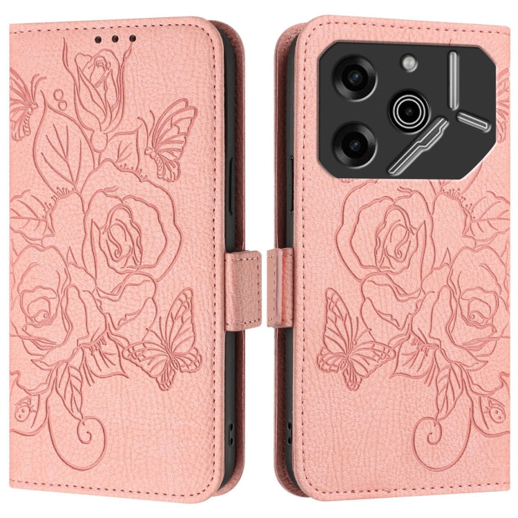 For Tecno Pova 6 5G / 6 Pro Embossed Rose RFID Anti-theft Leather Phone Case