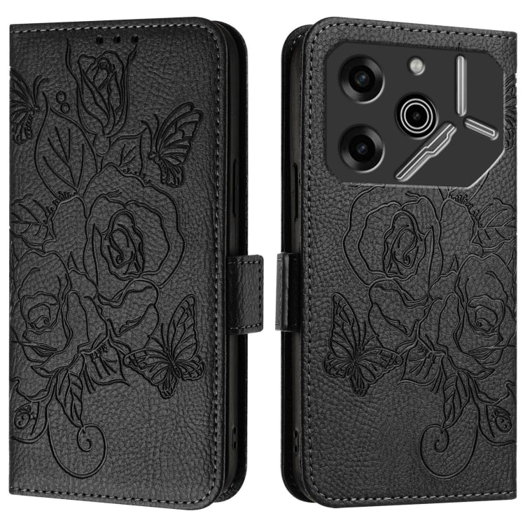 For Tecno Pova 6 5G / 6 Pro Embossed Rose RFID Anti-theft Leather Phone Case