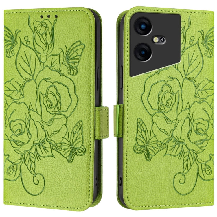 For Tecno Pova Neo 3 Embossed Rose RFID Anti-theft Leather Phone Case