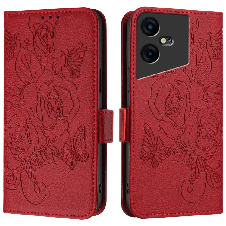 For Tecno Pova Neo 3 Embossed Rose RFID Anti-theft Leather Phone Case