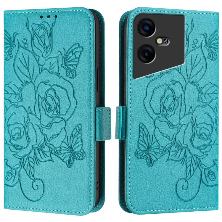 For Tecno Pova Neo 3 Embossed Rose RFID Anti-theft Leather Phone Case