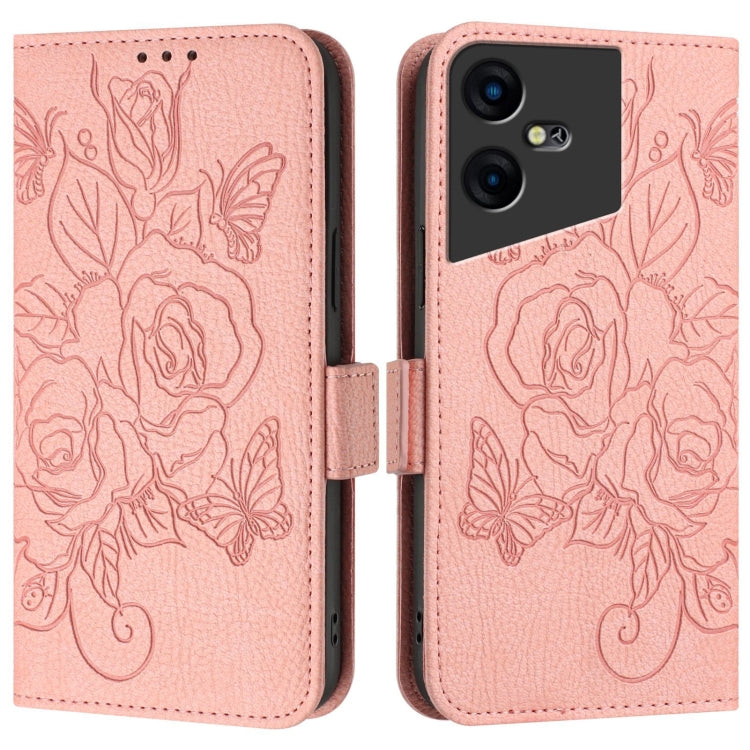For Tecno Pova Neo 3 Embossed Rose RFID Anti-theft Leather Phone Case