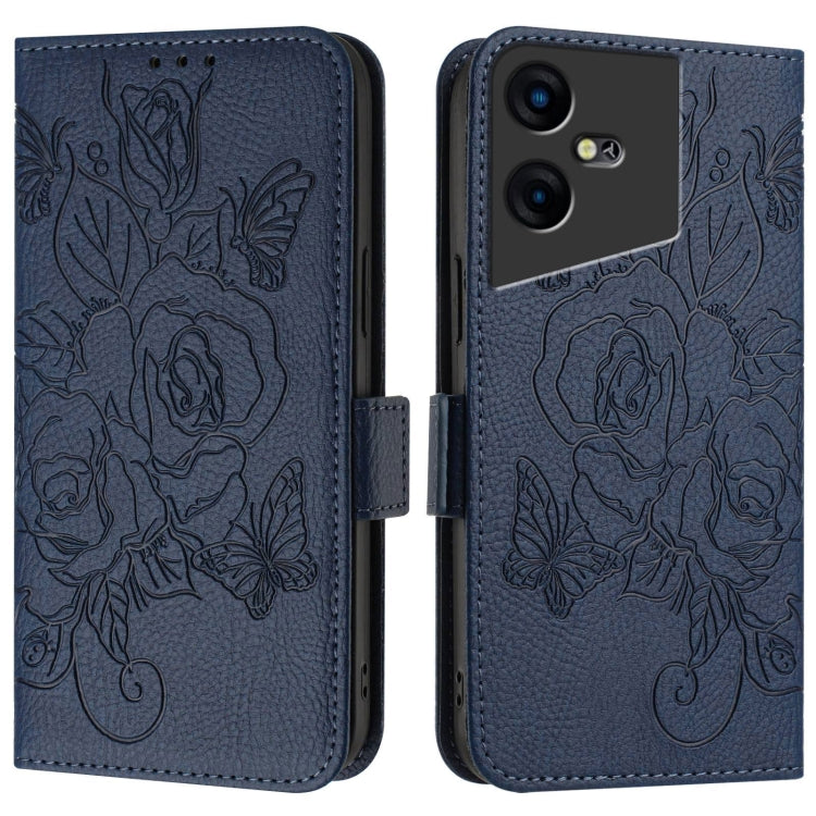 For Tecno Pova Neo 3 Embossed Rose RFID Anti-theft Leather Phone Case