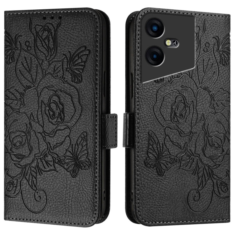 For Tecno Pova Neo 3 Embossed Rose RFID Anti-theft Leather Phone Case