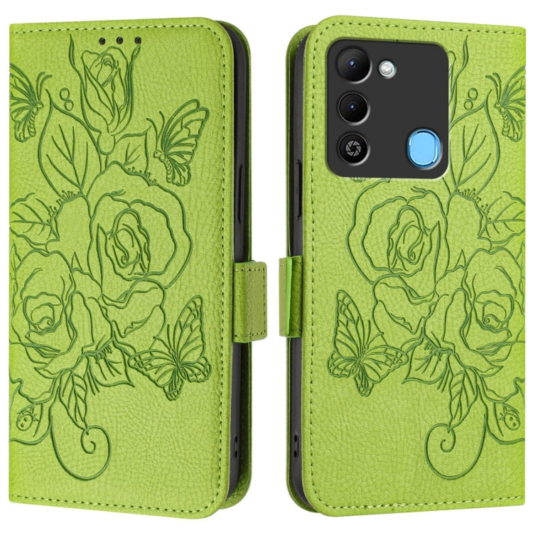 For Tecno Spark 9 Embossed Rose RFID Anti-theft Leather Phone Case