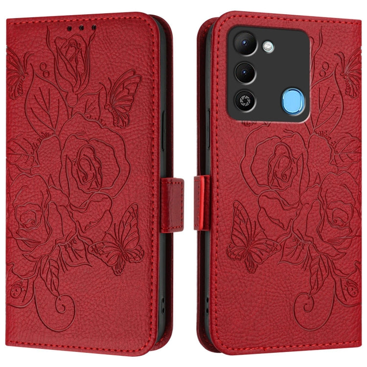 For Tecno Spark 9 Embossed Rose RFID Anti-theft Leather Phone Case