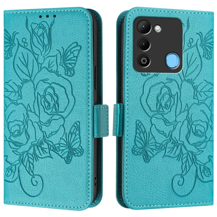 For Tecno Spark 9 Embossed Rose RFID Anti-theft Leather Phone Case