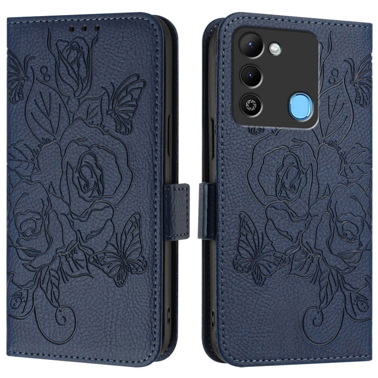 For Tecno Spark 9 Embossed Rose RFID Anti-theft Leather Phone Case