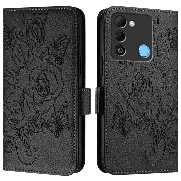 For Tecno Spark 9 Embossed Rose RFID Anti-theft Leather Phone Case