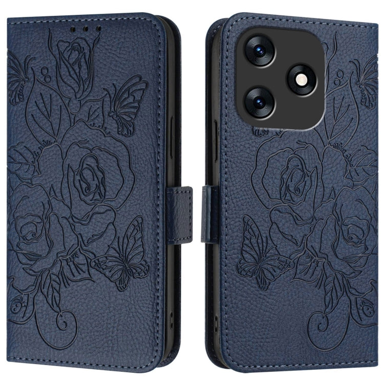 For Tecno Spark 10 4G Embossed Rose RFID Anti-theft Leather Phone Case