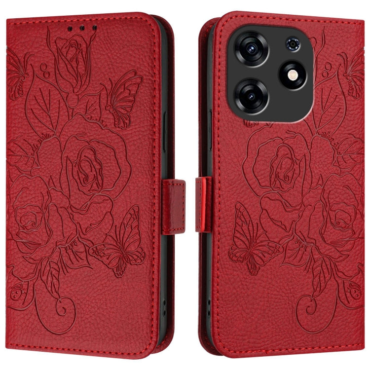For Tecno Spark 10 Pro Embossed Rose RFID Anti-theft Leather Phone Case