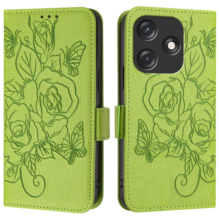 For Tecno Spark 10C Embossed Rose RFID Anti-theft Leather Phone Case