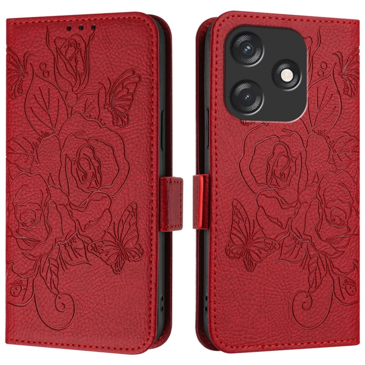 For Tecno Spark 10C Embossed Rose RFID Anti-theft Leather Phone Case