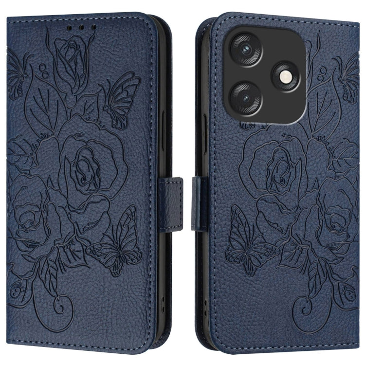 For Tecno Spark 10C Embossed Rose RFID Anti-theft Leather Phone Case