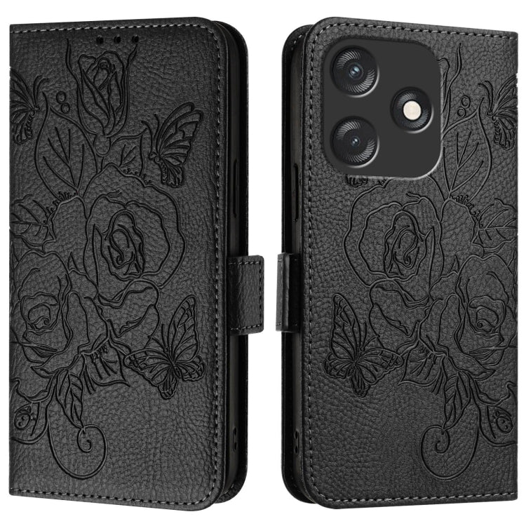 For Tecno Spark 10C Embossed Rose RFID Anti-theft Leather Phone Case