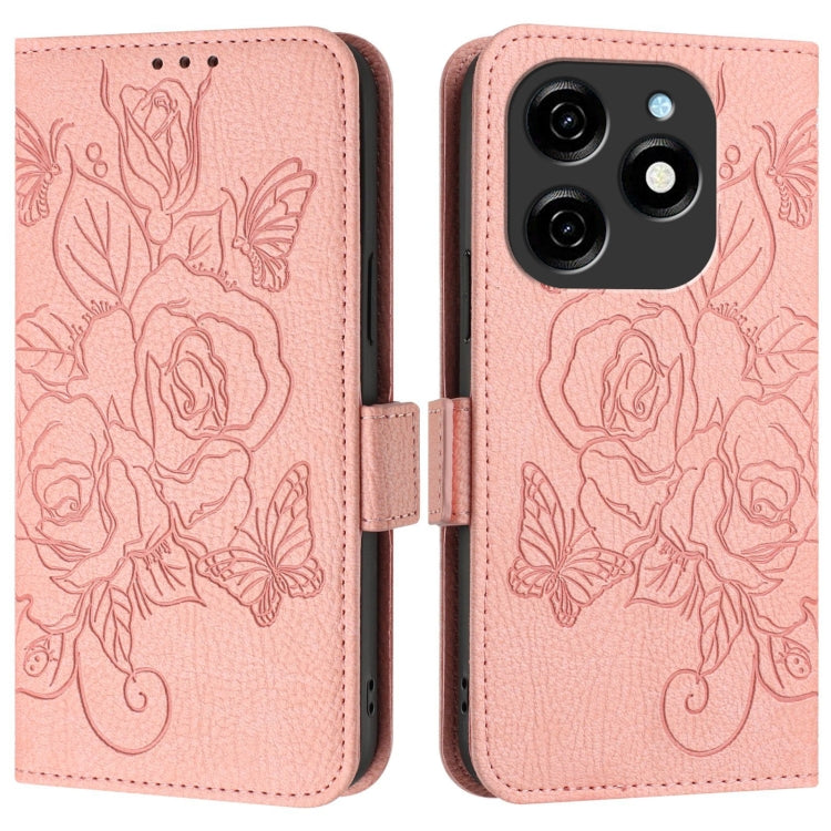 For Tecno Spark 20 Embossed Rose RFID Anti-theft Leather Phone Case