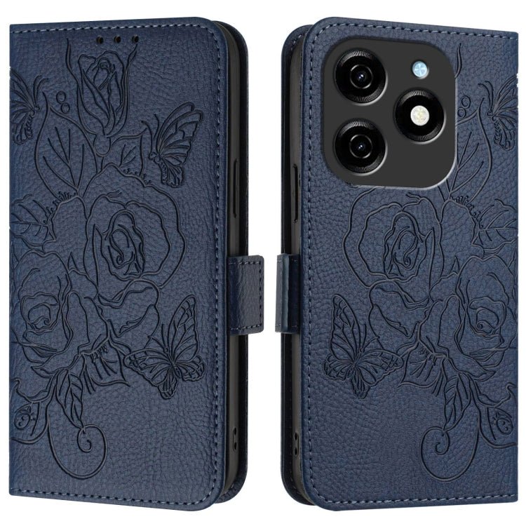 For Tecno Spark 20 Embossed Rose RFID Anti-theft Leather Phone Case
