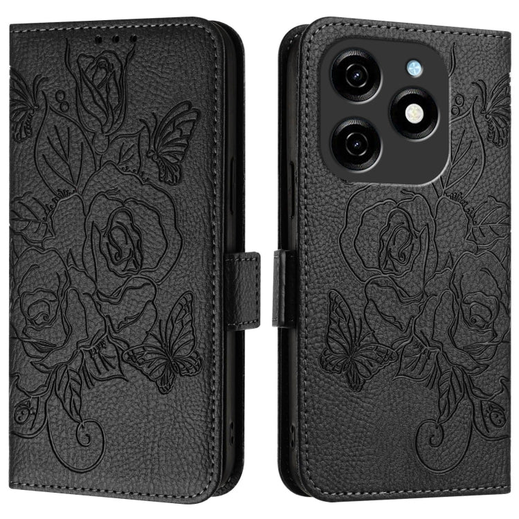 For Tecno Spark 20 Embossed Rose RFID Anti-theft Leather Phone Case