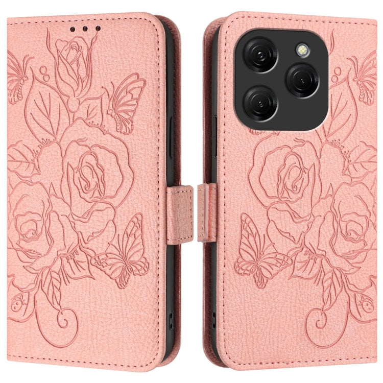 For Tecno Spark 20 Pro Embossed Rose RFID Anti-theft Leather Phone Case