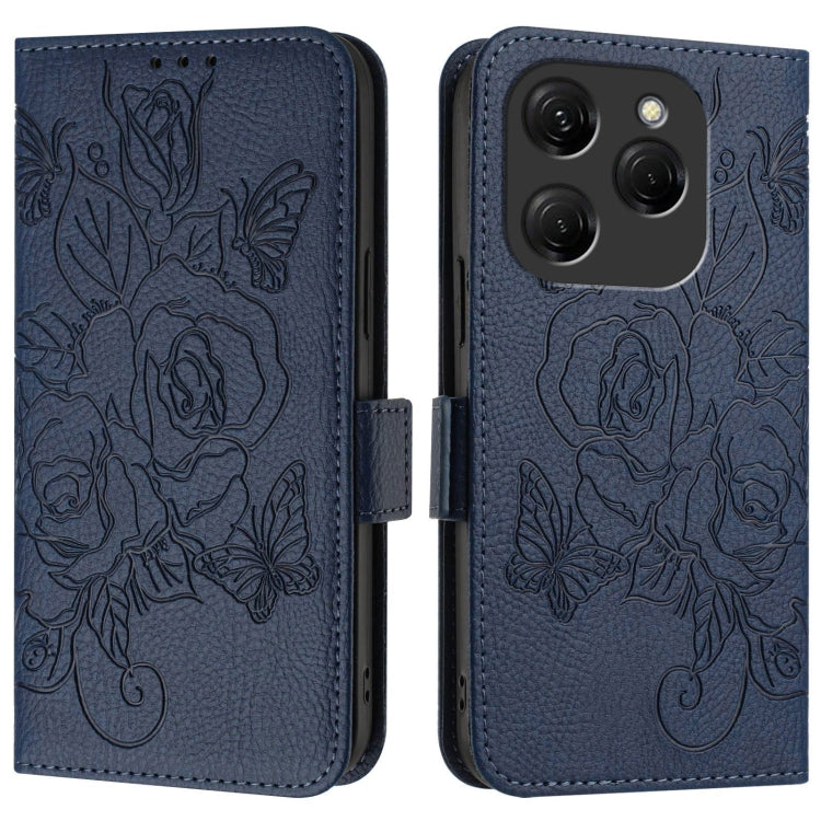 For Tecno Spark 20 Pro Embossed Rose RFID Anti-theft Leather Phone Case