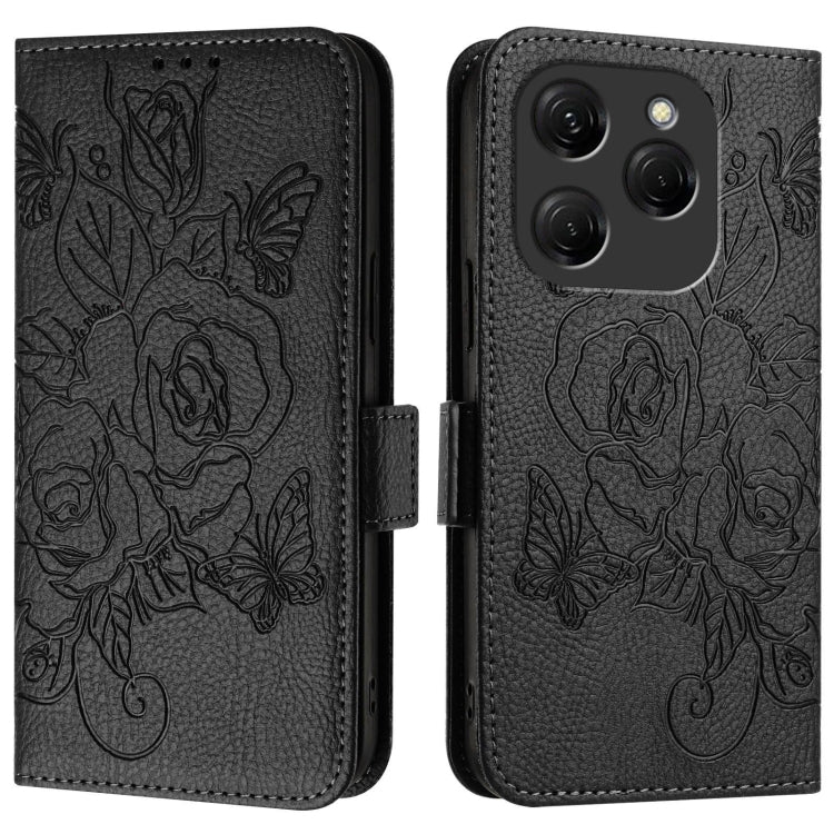 For Tecno Spark 20 Pro Embossed Rose RFID Anti-theft Leather Phone Case