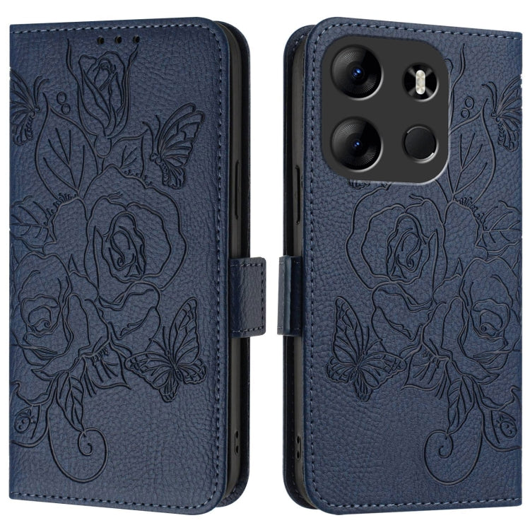 For Tecno Spark Go 2023 / Pop 7 / Pop 7 Pro Embossed Rose RFID Anti-theft Leather Phone Case