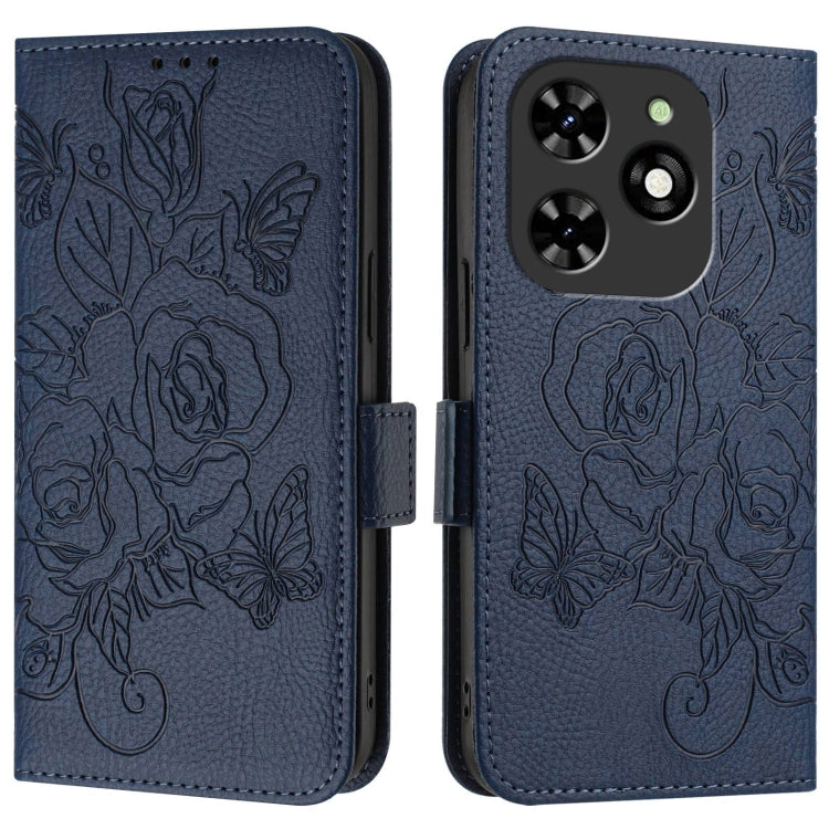 For Tecno Spark Go 2024 / Spark 20C Embossed Rose RFID Anti-theft Leather Phone Case