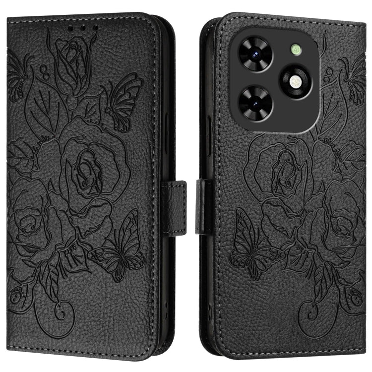 For Tecno Spark Go 2024 / Spark 20C Embossed Rose RFID Anti-theft Leather Phone Case