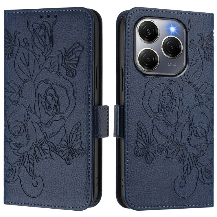 For Tecno Spark 20 Pro 5G Embossed Rose RFID Anti-theft Leather Phone Case