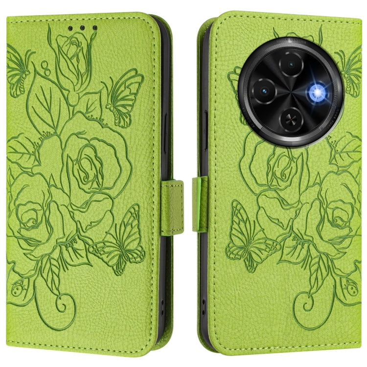 For Tecno Spark 30C Embossed Rose RFID Anti-theft Leather Phone Case