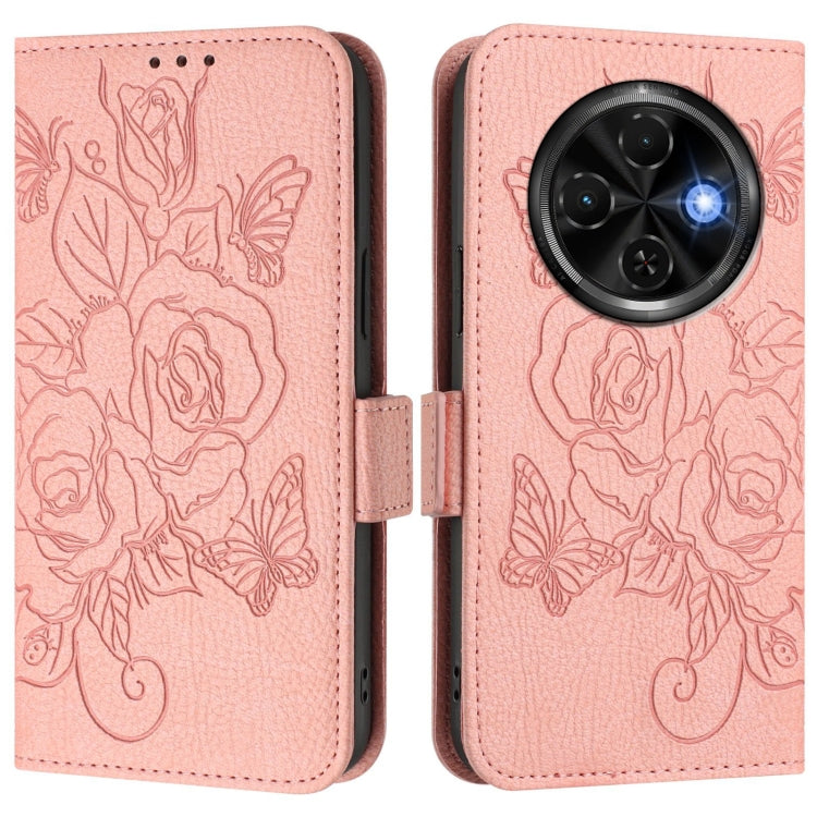 For Tecno Spark 30C Embossed Rose RFID Anti-theft Leather Phone Case