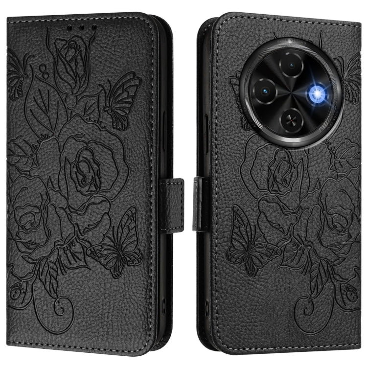 For Tecno Spark 30C Embossed Rose RFID Anti-theft Leather Phone Case