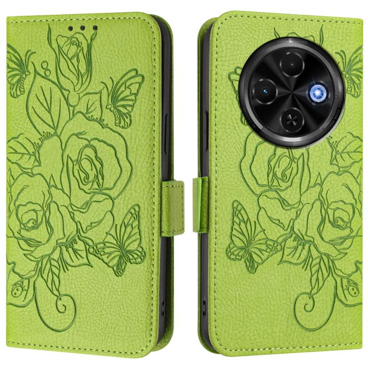 For Tecno Spark 30C 5G / Pop 9 5G Embossed Rose RFID Anti-theft Leather Phone Case
