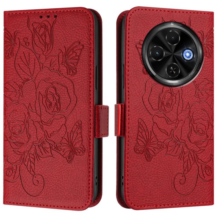 For Tecno Spark 30C 5G / Pop 9 5G Embossed Rose RFID Anti-theft Leather Phone Case