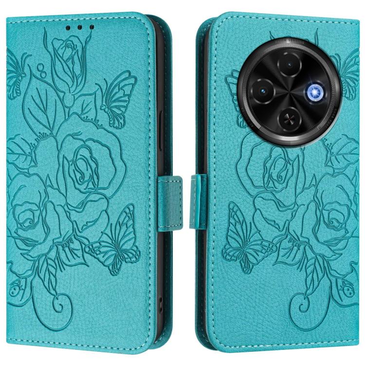 For Tecno Spark 30C 5G / Pop 9 5G Embossed Rose RFID Anti-theft Leather Phone Case