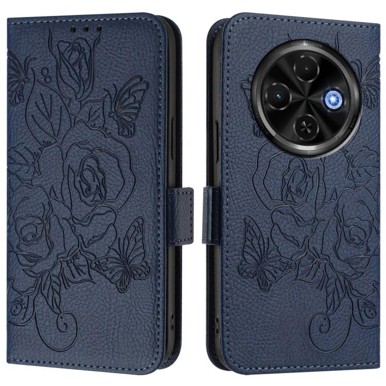 For Tecno Spark 30C 5G / Pop 9 5G Embossed Rose RFID Anti-theft Leather Phone Case