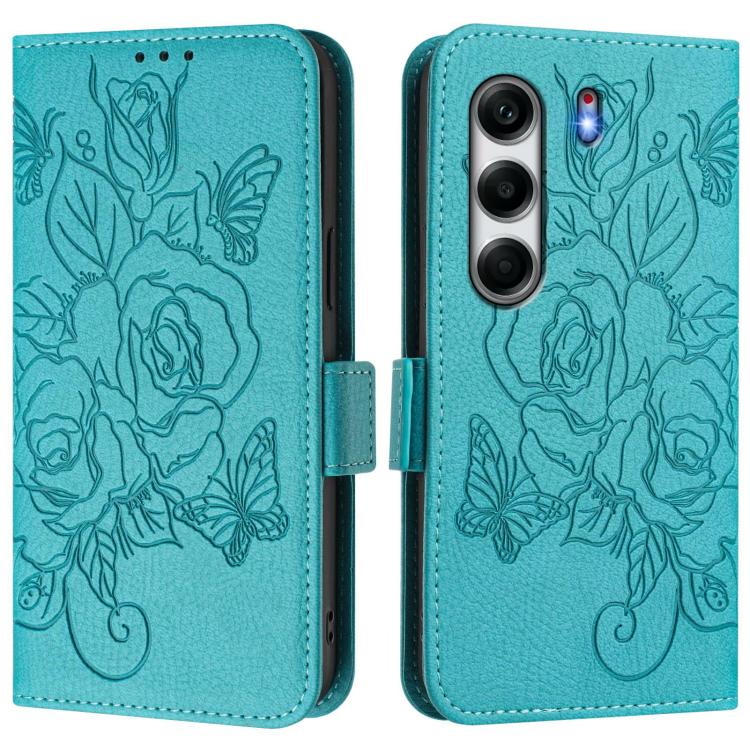 For Tecno Camon 40 Pro 4G Embossed Rose RFID Anti-theft Leather Phone Case
