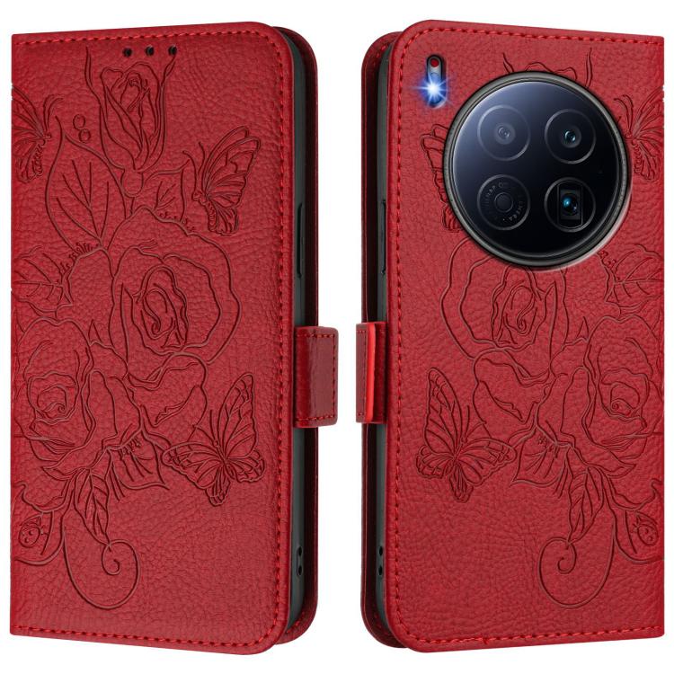 For Tecno Camon 40 Premier Embossed Rose RFID Anti-theft Leather Phone Case