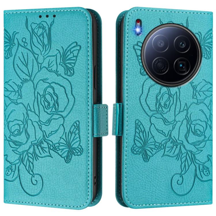 For Tecno Camon 40 Premier Embossed Rose RFID Anti-theft Leather Phone Case
