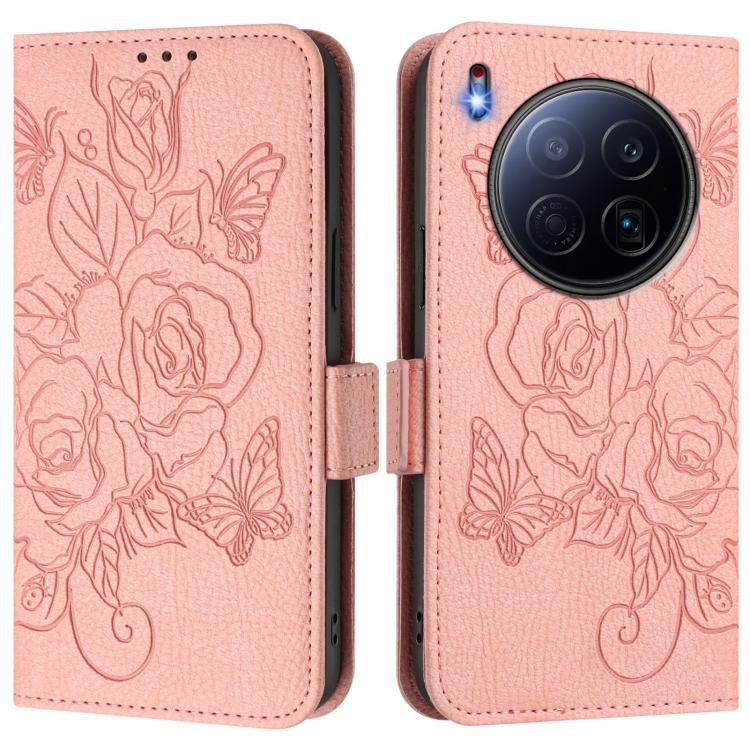 For Tecno Camon 40 Premier Embossed Rose RFID Anti-theft Leather Phone Case