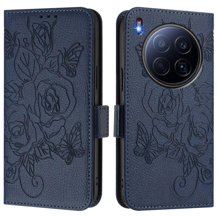 For Tecno Camon 40 Premier Embossed Rose RFID Anti-theft Leather Phone Case