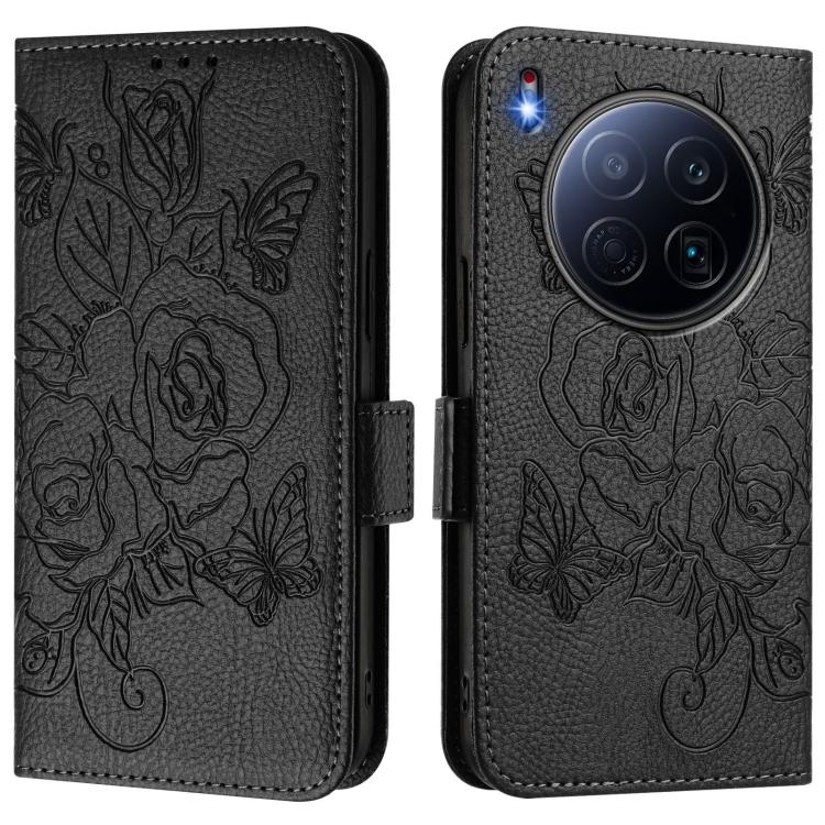 For Tecno Camon 40 Premier Embossed Rose RFID Anti-theft Leather Phone Case