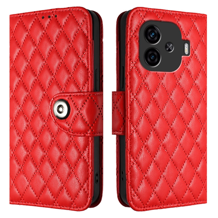 For vivo iQOO Z9 / Z9 Turbo Rhombic Texture Flip Leather Phone Case with Lanyard