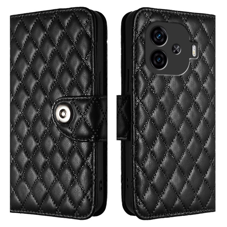 For vivo iQOO Z9 / Z9 Turbo Rhombic Texture Flip Leather Phone Case with Lanyard