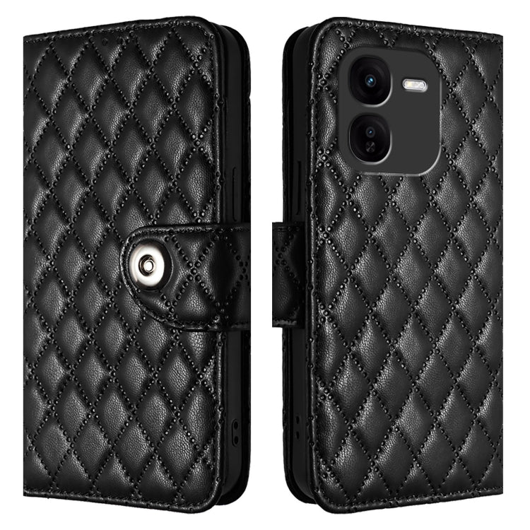 For vivo iQOO Z9x Rhombic Texture Flip Leather Phone Case with Lanyard