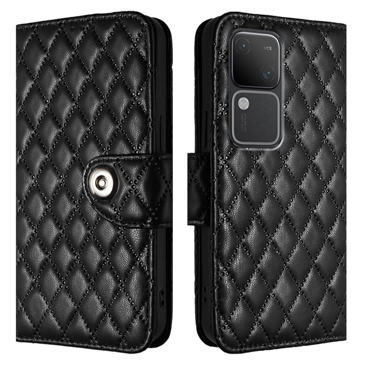 For vivo V30 / V30 Pro Rhombic Texture Flip Leather Phone Case with Lanyard