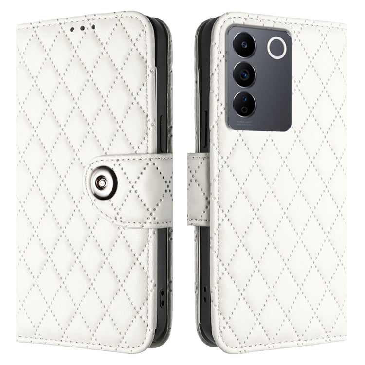 For vivo V27 / V27 Pro Rhombic Texture Flip Leather Phone Case with Lanyard